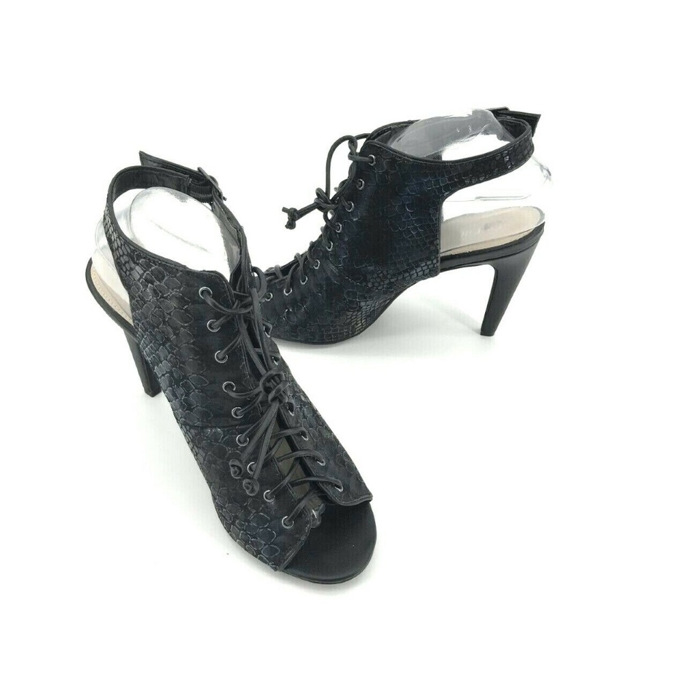 Bar III Adalia Open Lace Up Snakeskin Heels Sz 9.5 - Picture 3 of 8